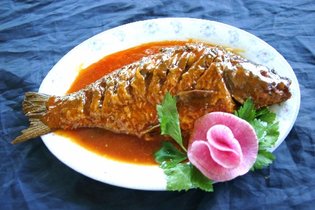 红烧鲤鱼是热菜菜谱之一